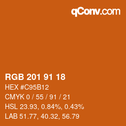 Color code: RGB 201 91 18 | qconv.com