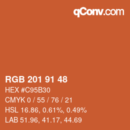 Color code: RGB 201 91 48 | qconv.com