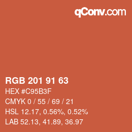 Color code: RGB 201 91 63 | qconv.com