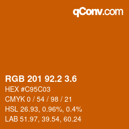 カラーコード: RGB 201 92.2 3.6 | qconv.com