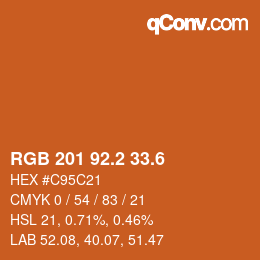 カラーコード: RGB 201 92.2 33.6 | qconv.com