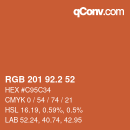 カラーコード: RGB 201 92.2 52 | qconv.com