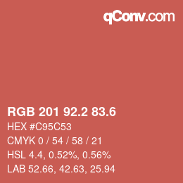 カラーコード: RGB 201 92.2 83.6 | qconv.com