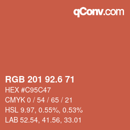 カラーコード: RGB 201 92.6 71 | qconv.com
