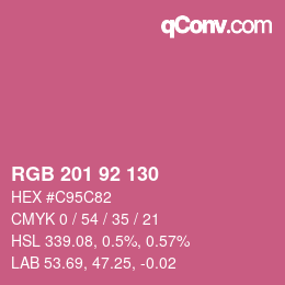 カラーコード: RGB 201 92 130 | qconv.com