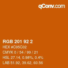 Color code: RGB 201 92 2 | qconv.com