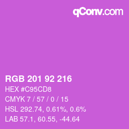 カラーコード: RGB 201 92 216 | qconv.com