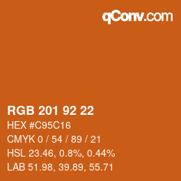 Color code: RGB 201 92 22 | qconv.com