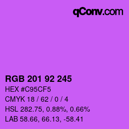 颜色代码: RGB 201 92 245 | qconv.com