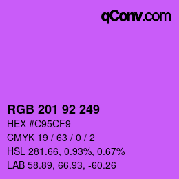 カラーコード: RGB 201 92 249 | qconv.com