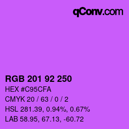 颜色代码: RGB 201 92 250 | qconv.com