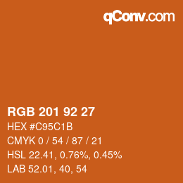 カラーコード: RGB 201 92 27 | qconv.com
