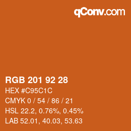 颜色代码: RGB 201 92 28 | qconv.com