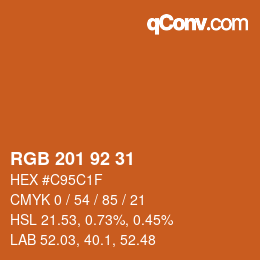カラーコード: RGB 201 92 31 | qconv.com