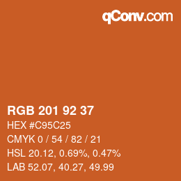 Color code: RGB 201 92 37 | qconv.com