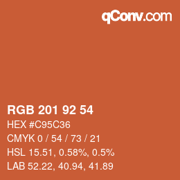 颜色代码: RGB 201 92 54 | qconv.com