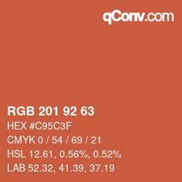 カラーコード: RGB 201 92 63 | qconv.com