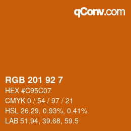 カラーコード: RGB 201 92 7 | qconv.com