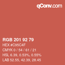 カラーコード: RGB 201 92 79 | qconv.com