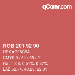 カラーコード: RGB 201 92 90 | qconv.com