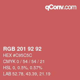 カラーコード: RGB 201 92 92 | qconv.com