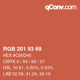 Color code: RGB 201 93 69 | qconv.com