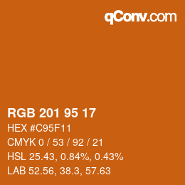 Color code: RGB 201 95 17 | qconv.com