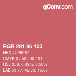 カラーコード: RGB 201 96 103 | qconv.com