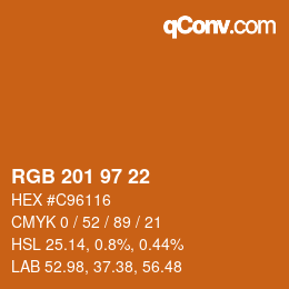 Color code: RGB 201 97 22 | qconv.com