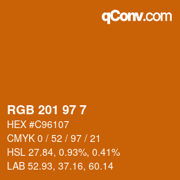 Color code: RGB 201 97 7 | qconv.com