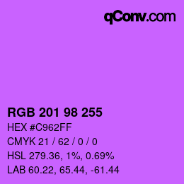 Color code: RGB 201 98 255 | qconv.com