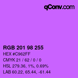 Color code: RGB 201 98 255 | qconv.com