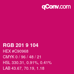 Color code: RGB 201 9 104 | qconv.com