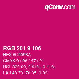 Color code: RGB 201 9 106 | qconv.com