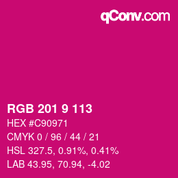 Color code: RGB 201 9 113 | qconv.com