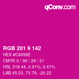 Color code: RGB 201 9 142 | qconv.com