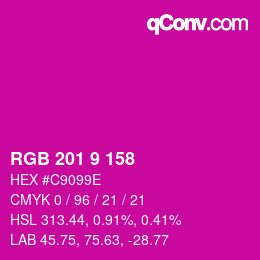 颜色代码: RGB 201 9 158 | qconv.com