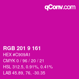 カラーコード: RGB 201 9 161 | qconv.com