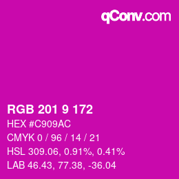 Color code: RGB 201 9 172 | qconv.com