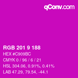 Color code: RGB 201 9 188 | qconv.com