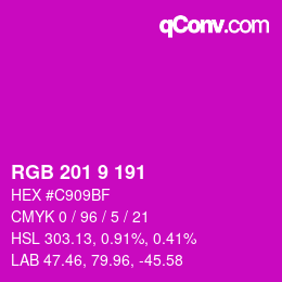 Color code: RGB 201 9 191 | qconv.com
