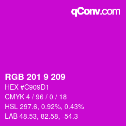 Color code: RGB 201 9 209 | qconv.com
