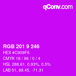 Color code: RGB 201 9 246 | qconv.com