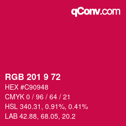 Color code: RGB 201 9 72 | qconv.com