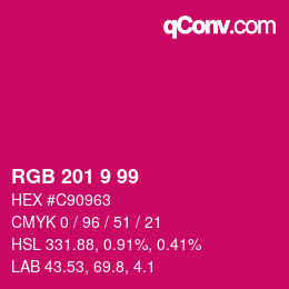 Color code: RGB 201 9 99 | qconv.com