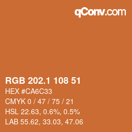 カラーコード: RGB 202.1 108 51 | qconv.com