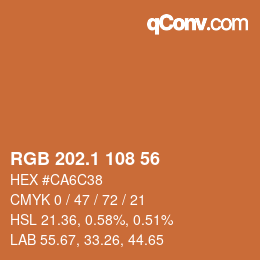 カラーコード: RGB 202.1 108 56 | qconv.com