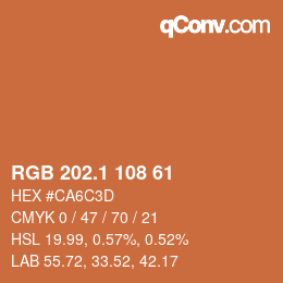 カラーコード: RGB 202.1 108 61 | qconv.com