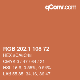 カラーコード: RGB 202.1 108 72 | qconv.com