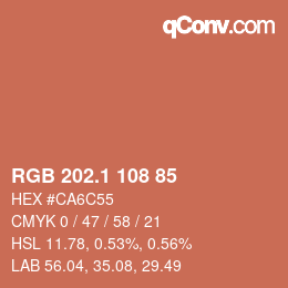 カラーコード: RGB 202.1 108 85 | qconv.com
